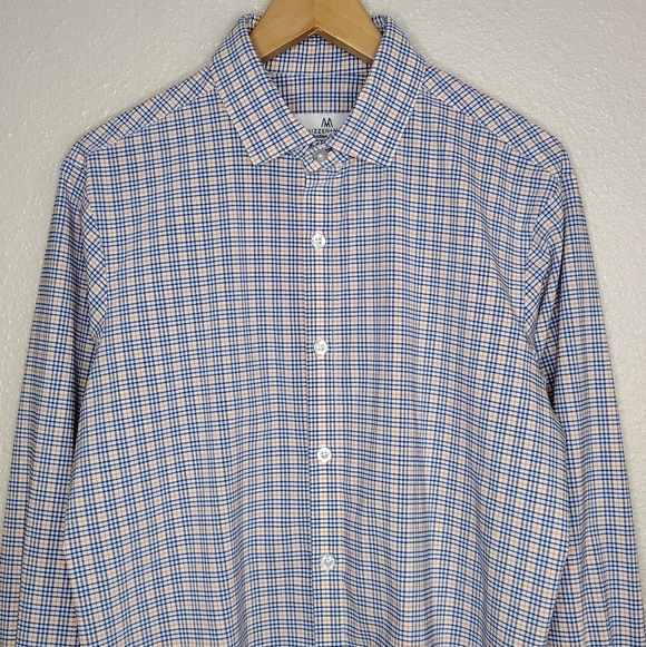 Mizzen+Main Men's Checkered Trim Fit Long Sleeve Button Down Dress Shirt Sz M - Picture 3 of 12